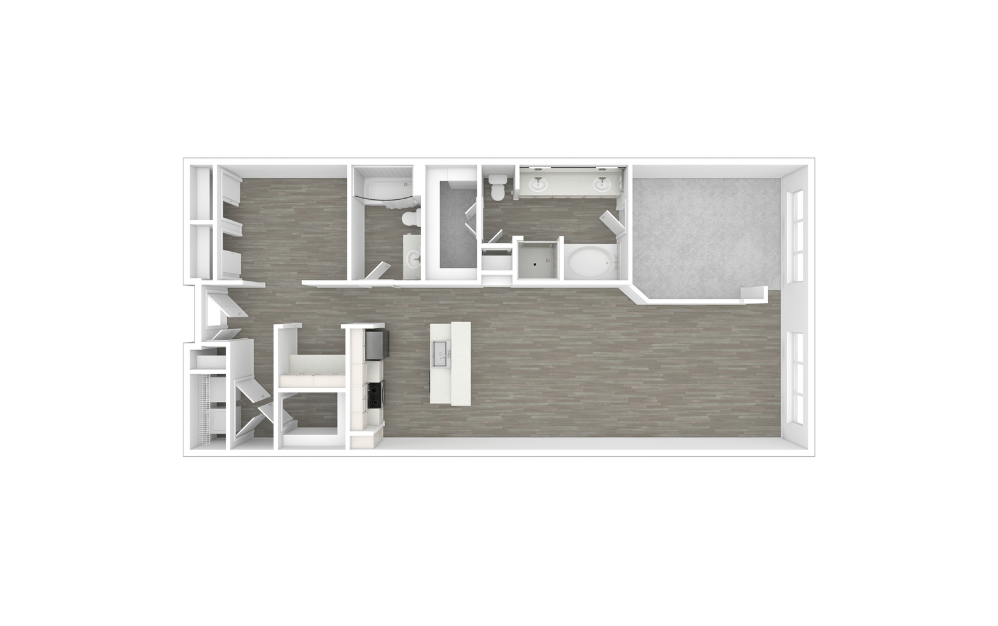 3D Unfurnished Floorplan -  C6A