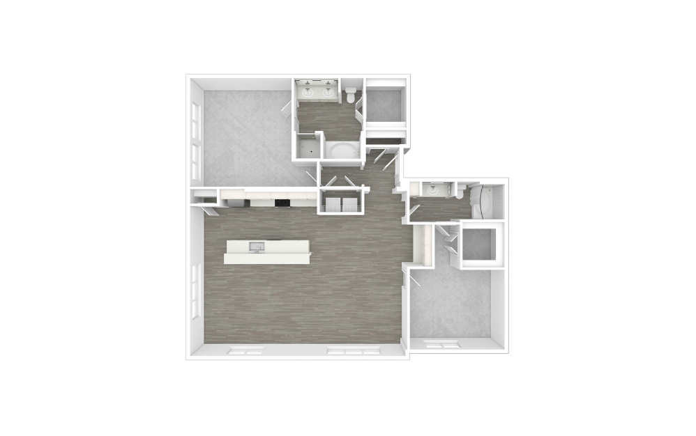 3D Unfurnished Floorplan -  C9B